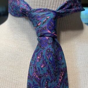 VINTAGE THAI SILK NECKTIE WITH ABSTRACT PRINT